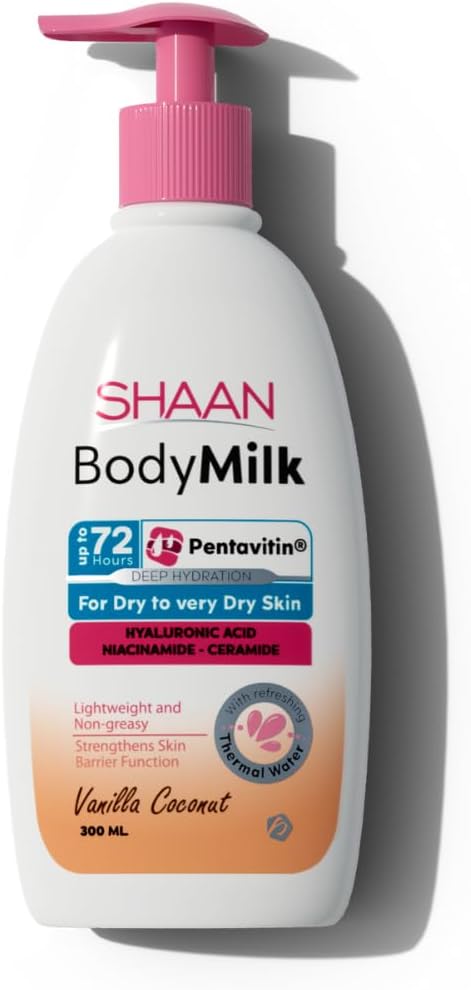 Shaan Body Milk Vanilla Coconut (300ml) | 24H Hydration & Glow
