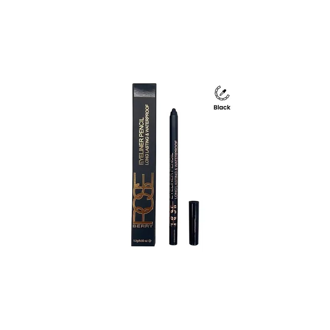 Rose Berry Long-Lasting Waterproof Eyeliner Pencil - Black | 24H Wear