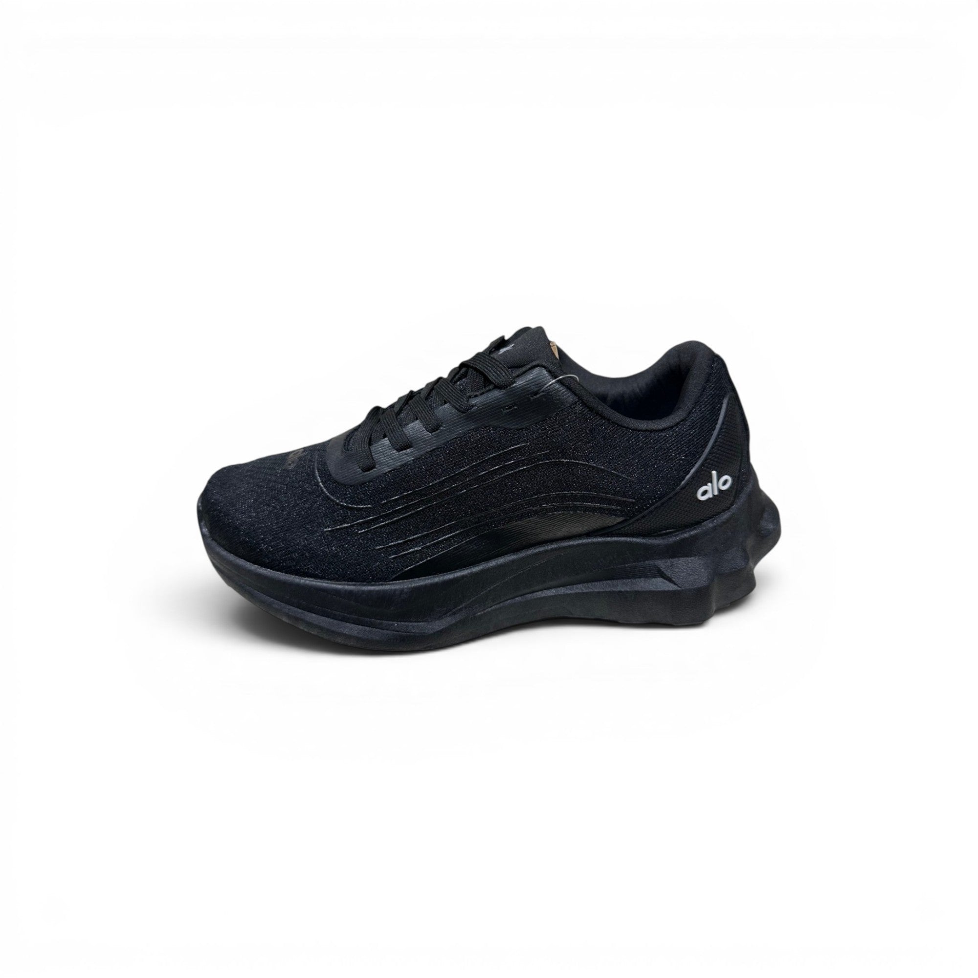 COC Store black athletic running shoes with breathable mesh upper and cushioned sole.