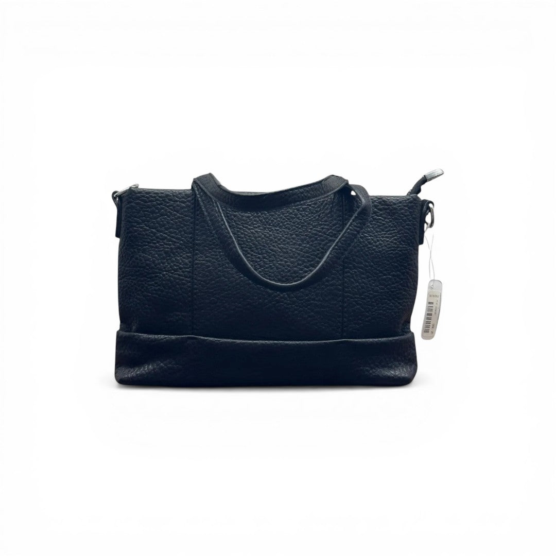 COC Store black textured leather tote bag with top handles and zip closure.