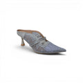 COC Store grey embellished mesh pointed toe mule heels with delicate strap detail and kitten heel.
